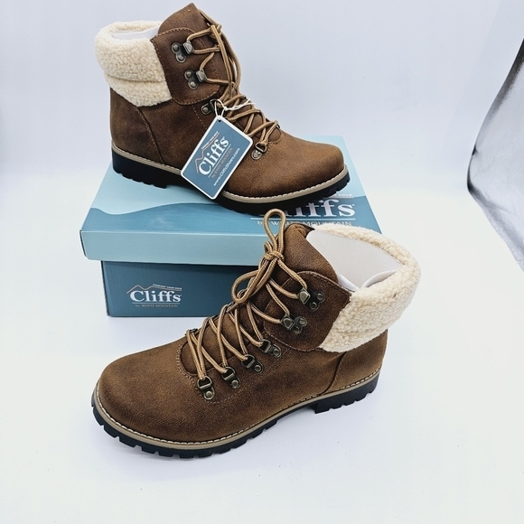 Cliffs by White Mountain Brown Faux Suede Fleece Pathfield Winter Hiker … - Picture 3 of 13